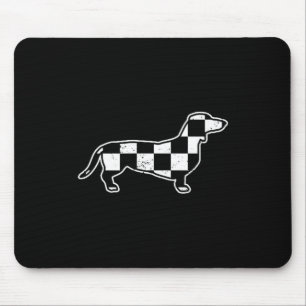 Karierter Hund Dackel Retro Vintage kariert Mousepad