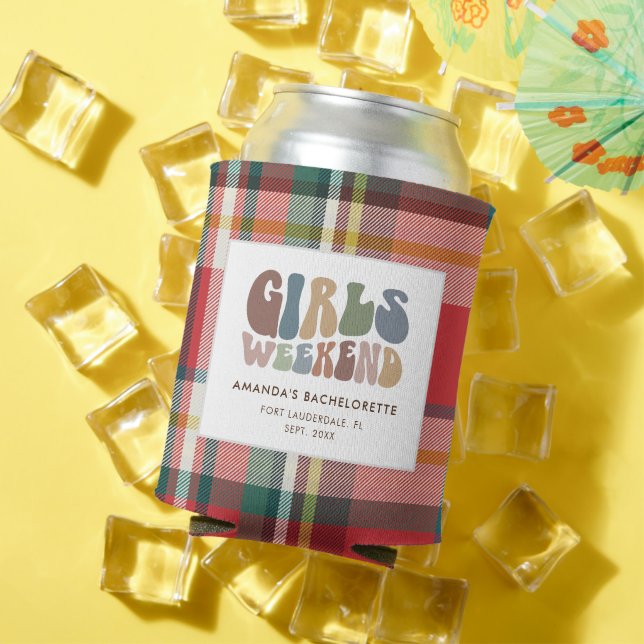 Karierter Junggeselinnen-Abschied Girls Weekend 70 Dosenkühler (In Situ Sommer)