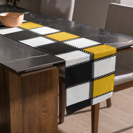 Karierter Karo in Schwarz und Gelb Großer Tischläufer