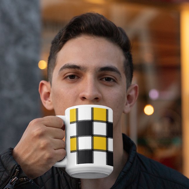 Karierter Karo in Schwarz und Gelb Kaffeetasse (Mugs and cups)