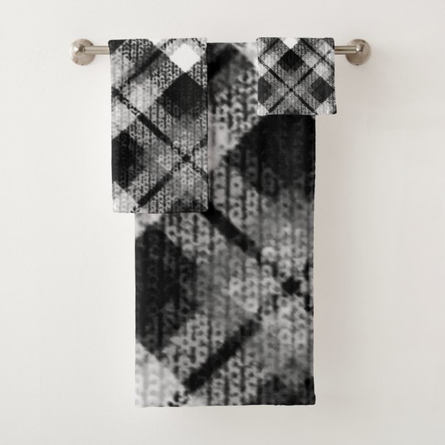 Karierter Karo Tartan Schwarz-weißer Bauernhof Mod Badhandtuch Set (Insitu)