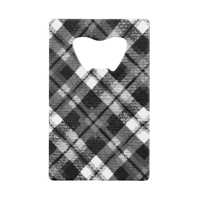 Karierter Karo Tartan Schwarz-weißer Bauernhof Mod Geldbeutel Flaschenöffner (Vorderseite)