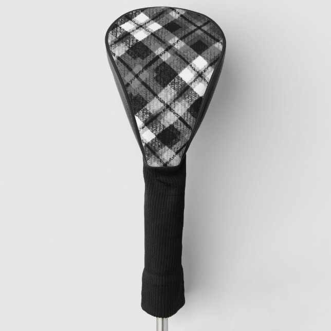 Karierter Karo Tartan Schwarz-weißer Bauernhof Mod Golf Headcover (Vorderseite)