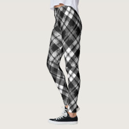 Karierter Karo Tartan Schwarz-weißer Bauernhof Mod Leggings