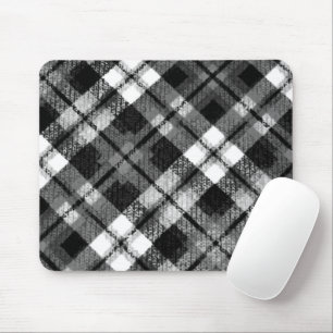 Karierter Karo Tartan Schwarz-weißer Bauernhof Mod Mousepad