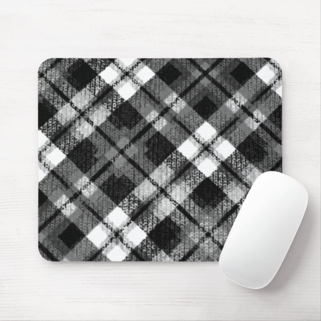 Karierter Karo Tartan Schwarz-weißer Bauernhof Mod Mousepad (Mit Mouse)