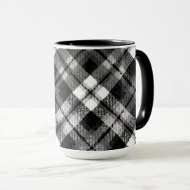 Karierter Karo Tartan Schwarz-weißer Bauernhof Mod Tasse
