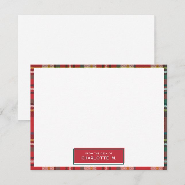 Karierter, klassischer, farbenfroher Name des Pers Mitteilungskarte (Vorne/Hinten)