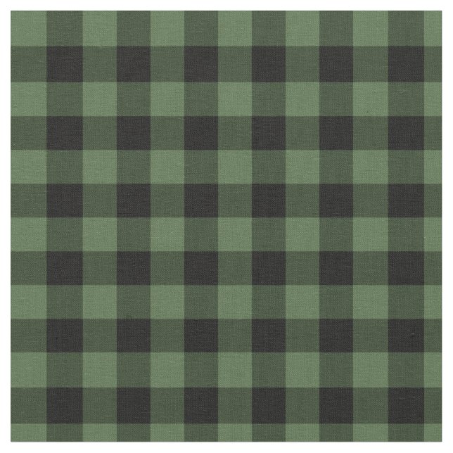Karierter Lumberjack in Grün und Schwarz Stoff (Nahaufnahme)