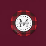Karierter Lumberjack Name Monogram<br><div class="desc">Rot schwarz Buffalo Kariert Lumberjack Name Monogram Button Nur für Sie.</div>
