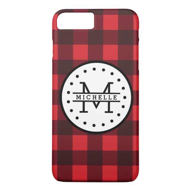 Karierter Lumberjack Name Monogram Case-Mate iPhone Hülle (Rückseite)