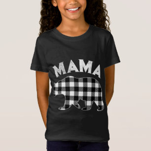 Karierter Mama-Bär - Schwarz-Weiß-Buffalo T-Shirt