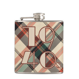 karierter Metallkolben der 40er Jahre Flachmann