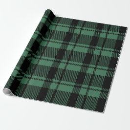 Karierter moderner grüner und schwarzer Tartan Geschenkpapier