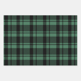 Karierter moderner grüner und schwarzer Tartan Geschenkpapier Set