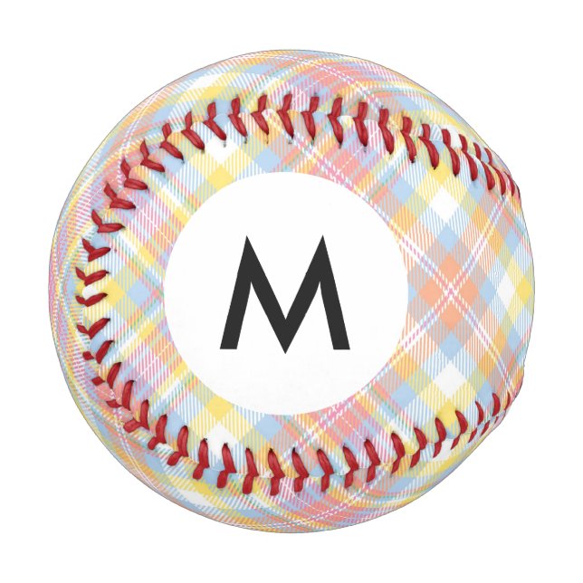 Karierter Monogramm-Pastellstreifen Baseball (Vorderseite Links)