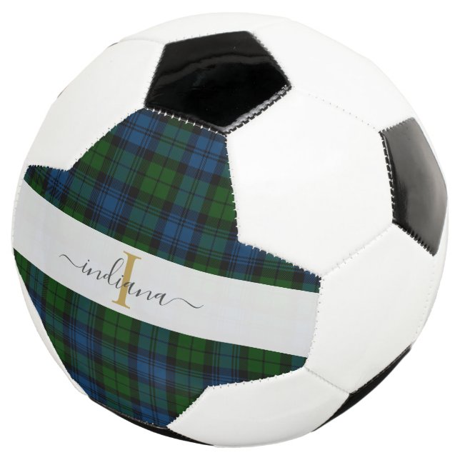 Karierter Monogrammname Initial-Tartan-Skript Fußball (Dreiviertel)