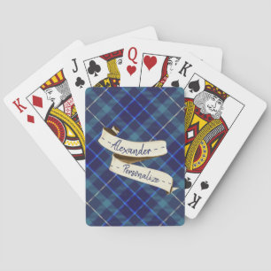 Karierter Name des Vintagen Navy Blue-Banners Spielkarten