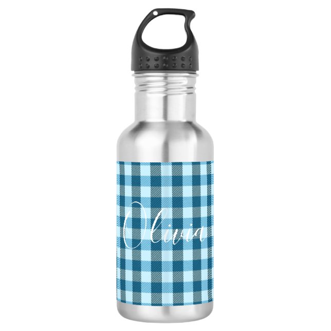 Karierter Name Edelstahlflasche (Vorderseite)