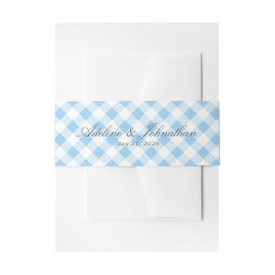 Karierter Name und Datum von Blue und White Gingha Einladungsbanderole