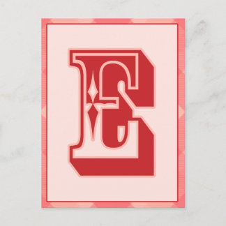 Karierter Pink Letter "E" Typografy Banner Card Postkarte
