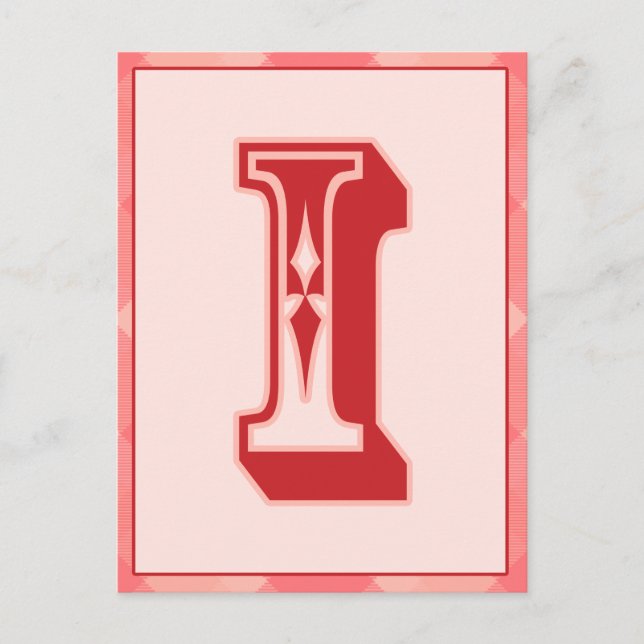 Karierter Pink Letter "I" Typografy Banner Card Postkarte (Vorderseite)
