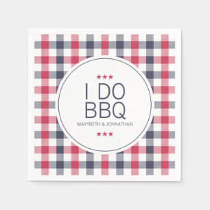 Karierter Polterabend mit Preppy Red, White & Blue Serviette