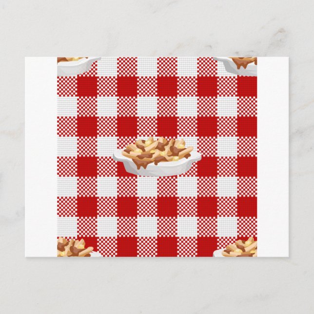 karierter Poutine Postkarte (Vorderseite)