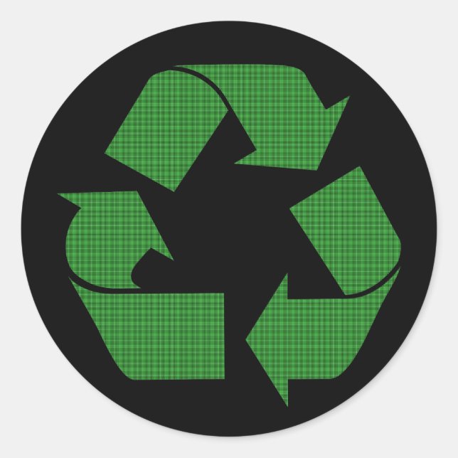 karierter recycle runder aufkleber (Vorderseite)