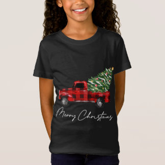 Karierter Red Truck Weihnachten Frohe Weihnachten  T-Shirt