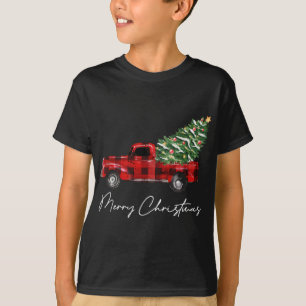 Karierter Red Truck Weihnachten Frohe Weihnachten T-Shirt