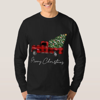 Karierter Red Truck Weihnachten Frohe Weihnachten T-Shirt