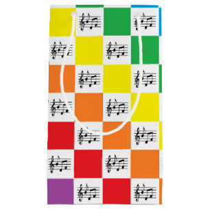 Karierter Regenbogen und musikalische Anmerkungen Kleine Geschenktüte