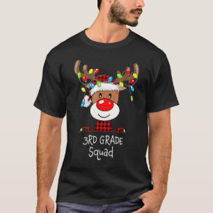 karierter Rentier-Weihnachtsmannmütze-Lehrer C T-Shirt
