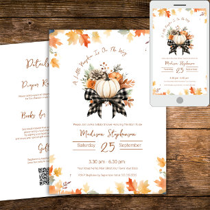 Karierter Ribbon Little Pumpkin auf dem Weg QR-Cod Einladung
