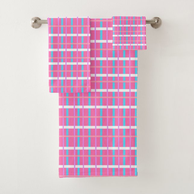Karierter rosa Pop Badhandtuch Set (Insitu)