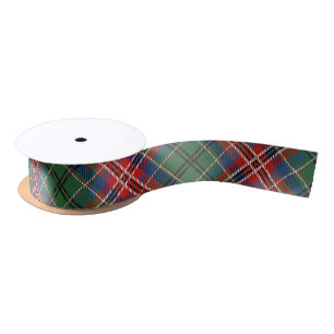 Karierter roter grüner Tartan Satinband
