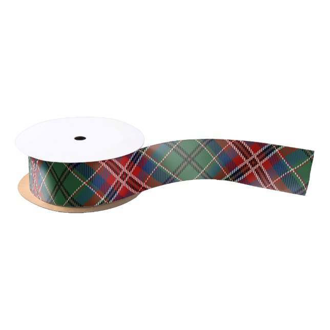 Karierter roter grüner Tartan Satinband (Spule)
