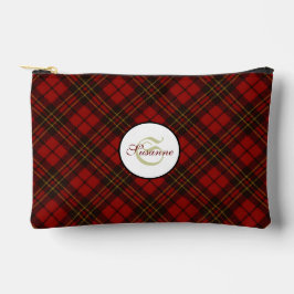 Karierter Roter Tartan Monogram Zipper Zubehörtasche
