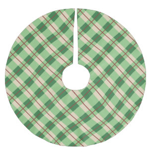 Karierter roter und grüner Karton Polyester Weihnachtsbaumdecke