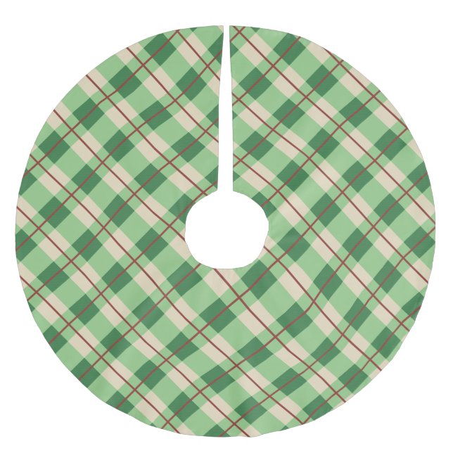 Karierter roter und grüner Karton Polyester Weihnachtsbaumdecke (Vorderseite)