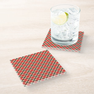 Karierter Roter und Schwarzer Tartan Glasuntersetzer