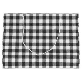 Karierter rustikaler Bauernhof aus Schwarz und Wei Große Geschenktüte
