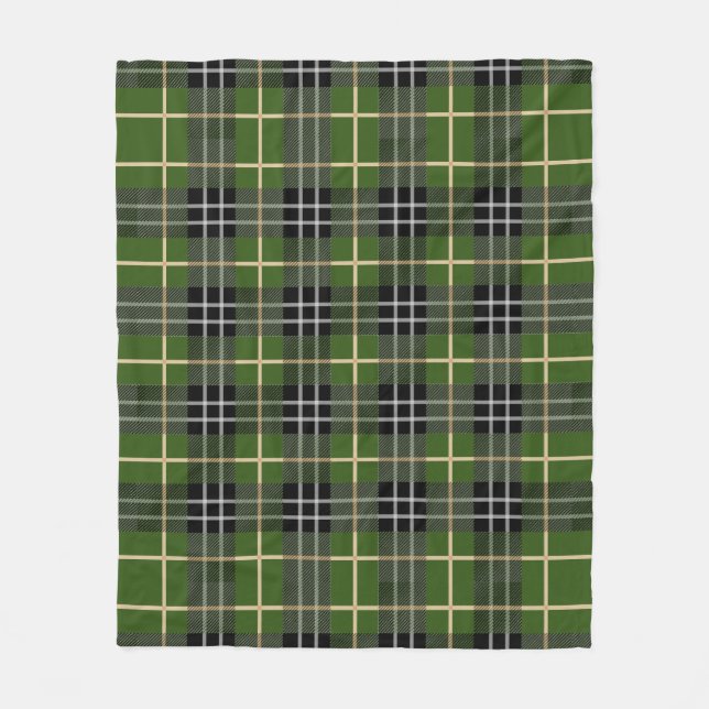 Karierter rustikaler grüner Tartan Fleecedecke (Vorderseite)