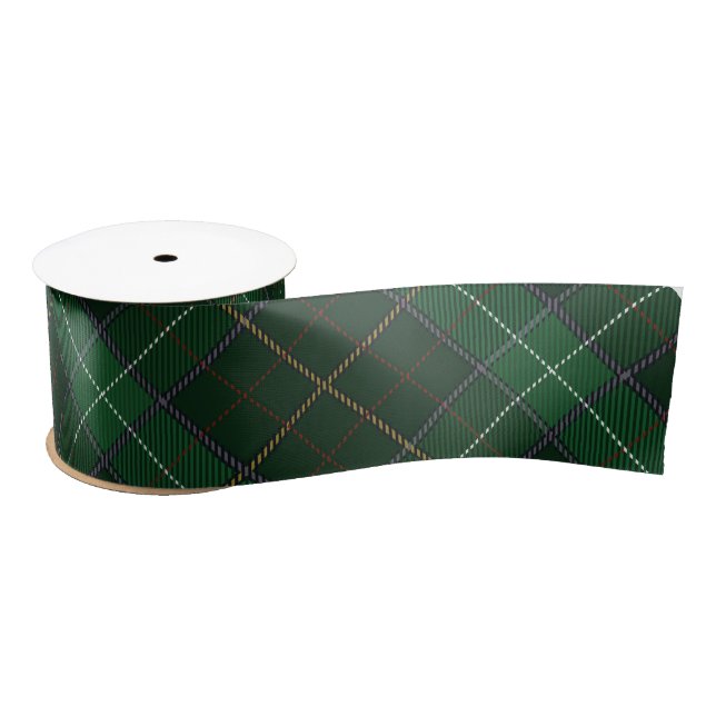 Karierter rustikaler klassischer grüner Tartan Satinband (Spule)