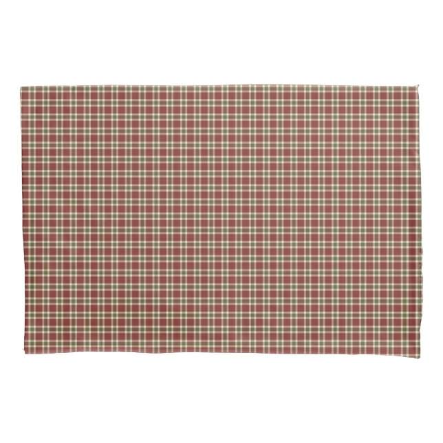 Karierter rustikaler Rot und grüner Tartan Kissenbezug (Vorderseite)