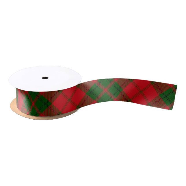 Karierter rustikaler Rot und grüner Tartan Satinband (Spule)