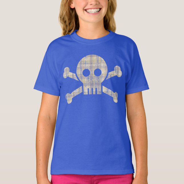 Karierter Schädel (Vintag) T-Shirt (Vorderseite)