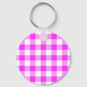 Karierter Schlüsselanhänger in Rosa und Weiß