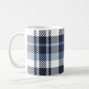 Karierter schottischer Naht in Blau und Weiß Kaffeetasse